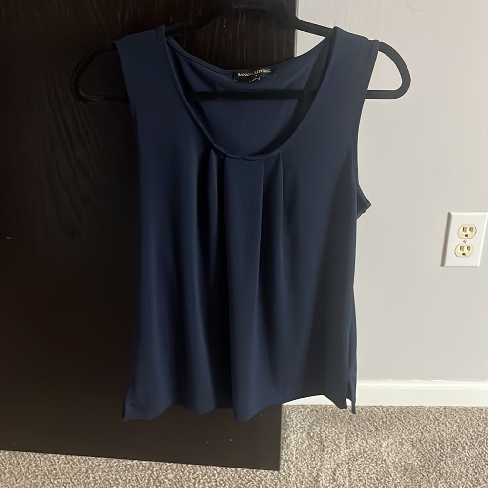 Navy blue banana republic sleeveless blouse
